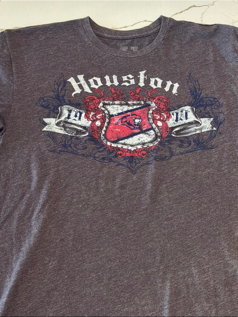 University Of Houston Cougars Men's Xl Graphic Crew Neck T-Shirt Charcoal